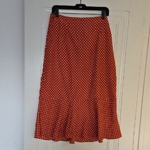 Lush Polka Dot Burnt Orange Skirt, Size L, Lightweight, NWT
